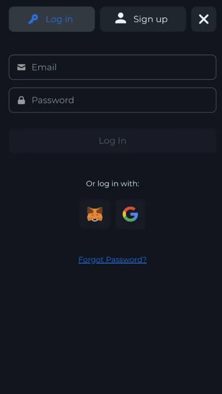 Schermata di login Betic con email e password
